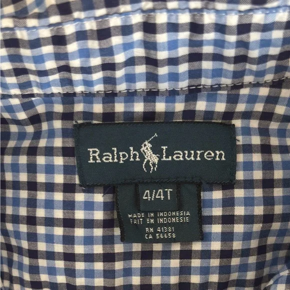 Polo Ralph Lauren Toddler Boy’s Navy Long Sleeve Button Down 4T - Picture 4 of 8